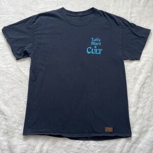 Steven Rhodes Let's Start a Cult T-Shirt Mens Black Graphic Tee Large